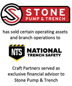 STONE PUMP & TRENCH has sold certain operating assets and branch operations to NATIONAL TRENCH SAFETY